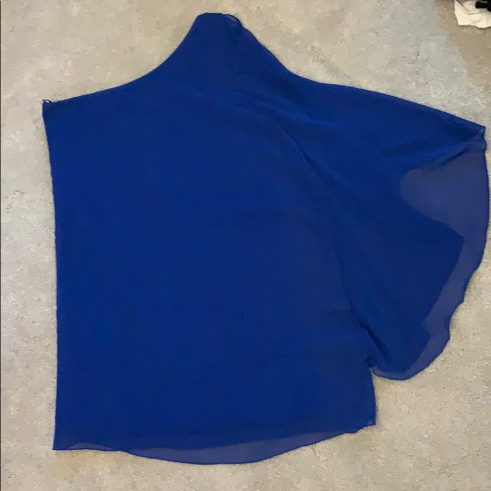 royal blue cocktail dress, one sleeve!